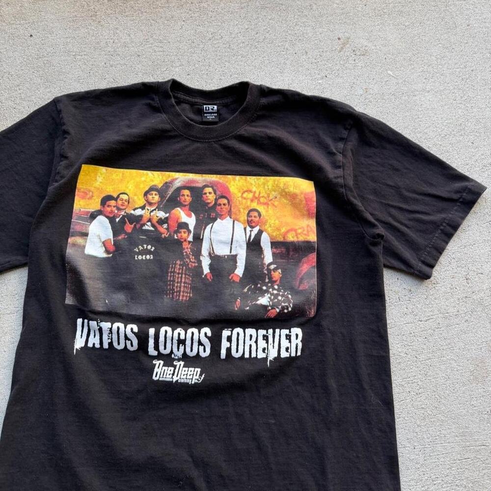 Vintage vatos locos forever One Deep y2k black t shirt Lg